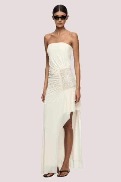 Winslow Strapless Asym Dress | Buttercream