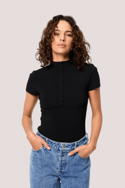 Mayfair Short Sleeve Top | Black