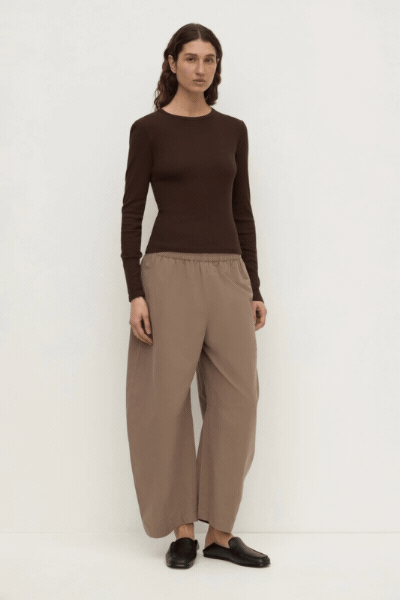 Elaine Washed Cotton Pant | Dark Sand