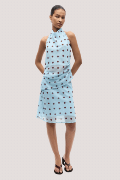 Enyarsi Skirt AOP | Blue Maroon Polka Dot