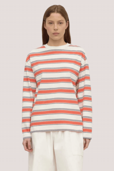 Eliana Stripe Cotton Long Sleeve Tee | Dahlia Stripe