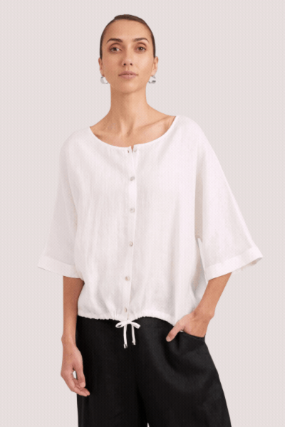 Studio Button Top/Jacket White