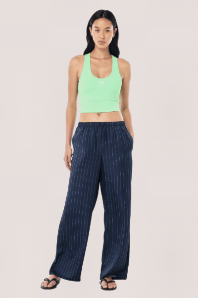 Balance Satin Pant | Dark Navy Pinstripe