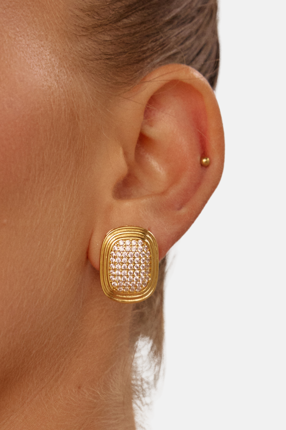 Pave Oval Statement Studs | Gold