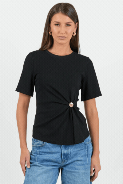 Helm Black Waist Buckle Short Sleeve Tee