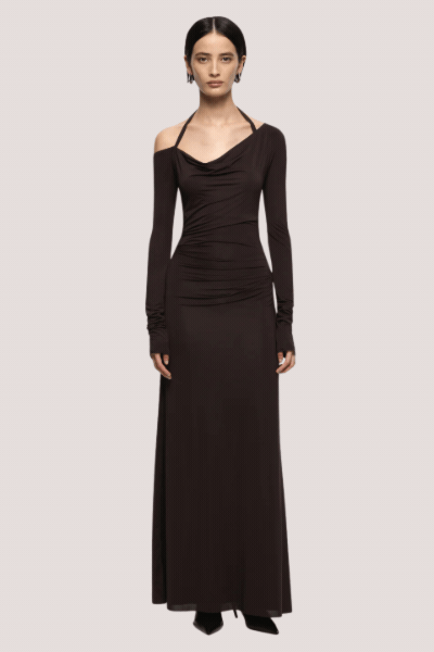 Court L/S Maxi Dress | Dark Chocolate