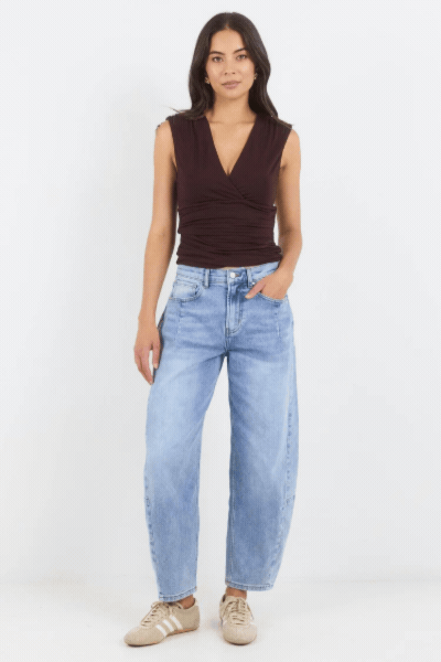 Graduate Light Blue Stretch Barrel Jeans