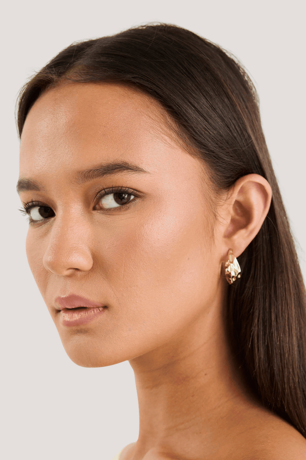 Beaten Gold Hoop Earring