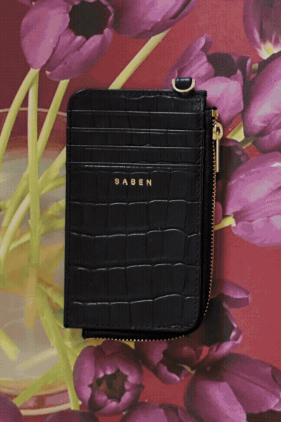 Winona Card Holder | Black Croc