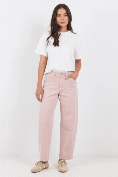 Idolise Pale Pink Stretch Soft Barrel Jean