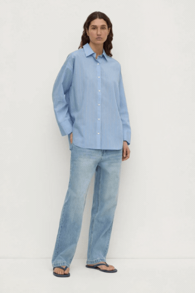 Delaney Italian Stripe Shirt | Blue