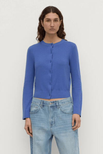 Orina Cotton Cashmere Cardigan | New Blue