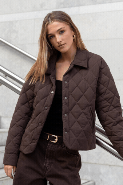 Absolute Chocolate Collared Quilted Jacket