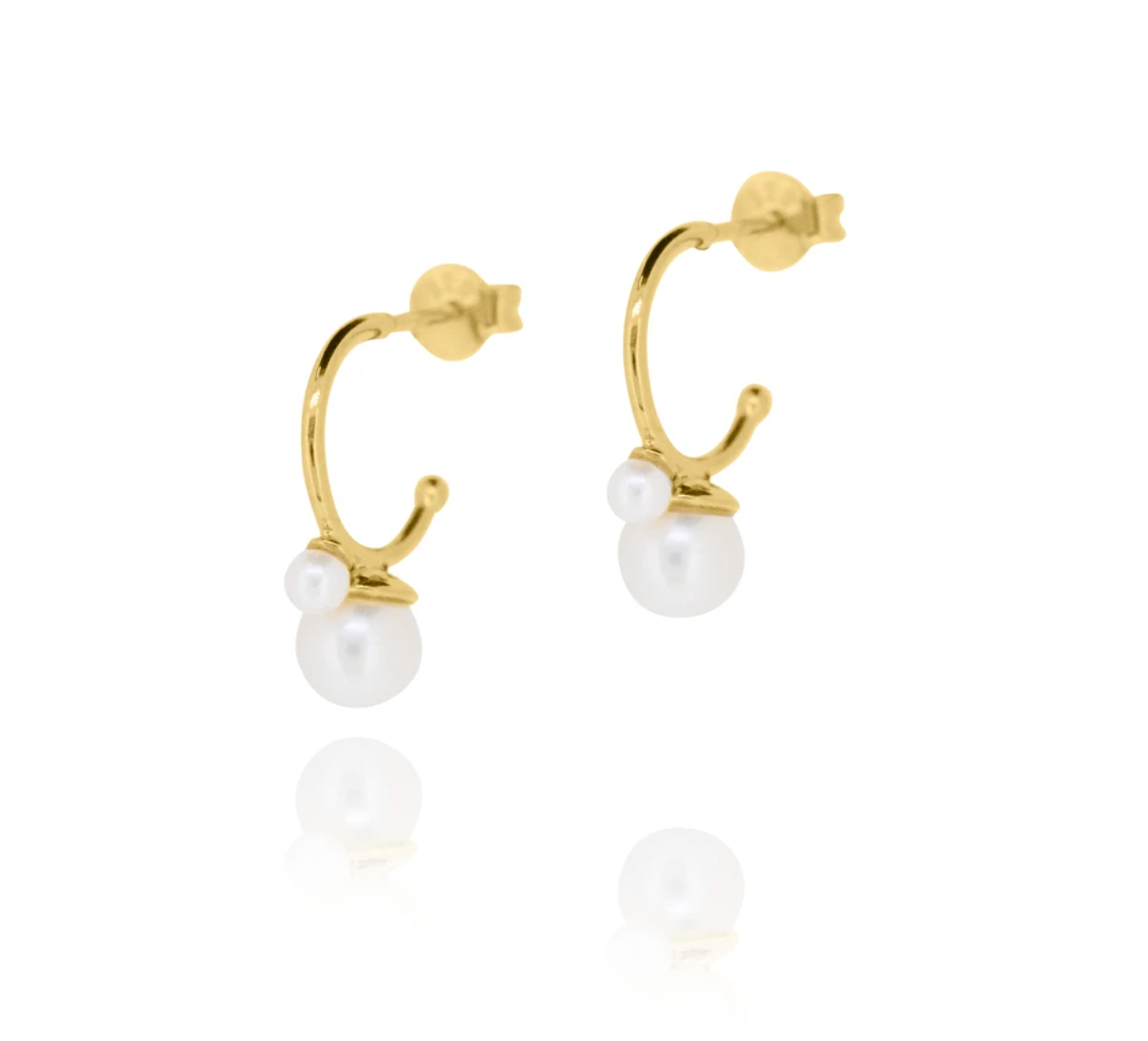 Linda Tahija Cleo Double Pearl Hoop Earring - Gold